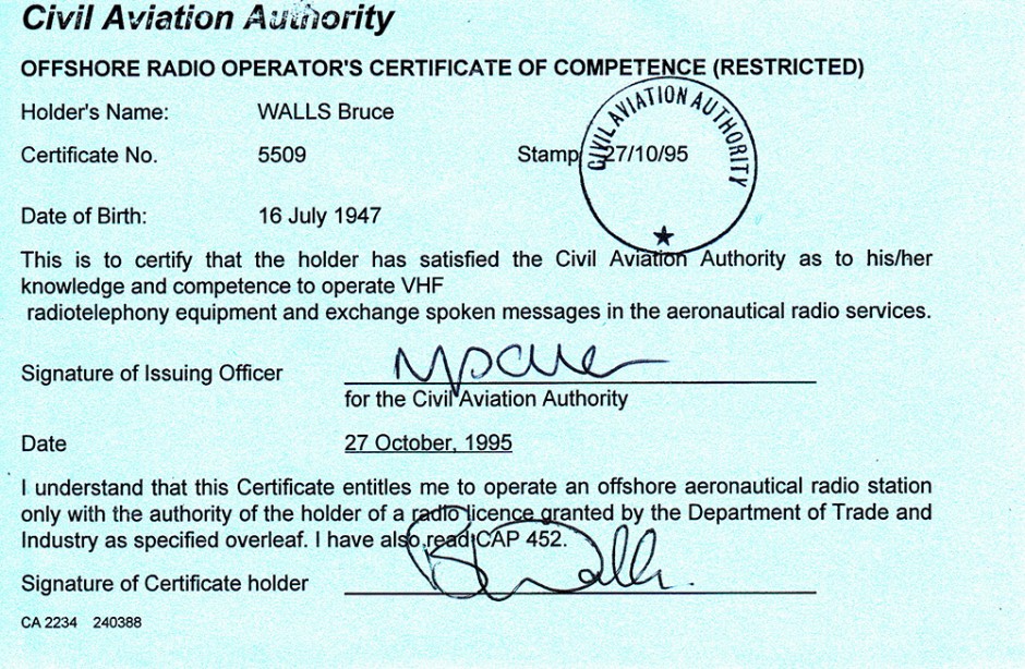 CAA Radio Certificate